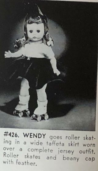 426 1955 Wendy Goes Roller Skating Red Madame Alexander Kins 8” Doll 3