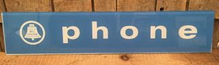 Vintage Blue Glass Bell System ‘phone’ Telephone Booth Sign