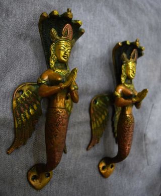 Mermaid Snake Figure Door Handle Brass Victorian Style Door Handle Almirah Pull