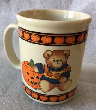 Vintage 1984 Lucy And Me Halloween Mug Teddy Bear Jack - O - Lantern Pumpkin