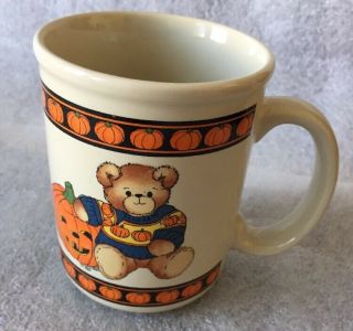 Vintage 1984 Lucy and Me Halloween Mug Teddy Bear Jack - o - Lantern Pumpkin 3