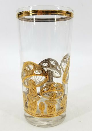 Set Of 6 Vintage Mcm Culver Ltd.  Gold Mushroom Highball Glasses 5 1/2 " Tall