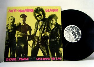 The Anti - Nowhere League Lp I Hate People 1982 Wxyz Vinyl