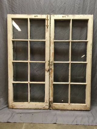 Pair Antique 8 Lite Casement Bookcase Cabinet Door Windows Vtg Old 48x42 271 - 18e