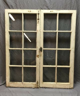 Pair Antique 8 Lite Casement Bookcase Cabinet Door Windows Vtg Old 48x42 251 - 18e