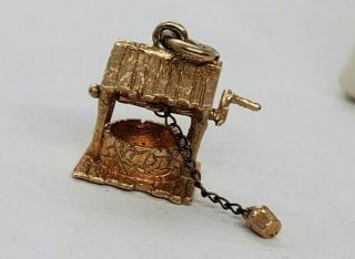 Vintage 14k Yellow Gold Country Water Wishing Well With Moving Bucket