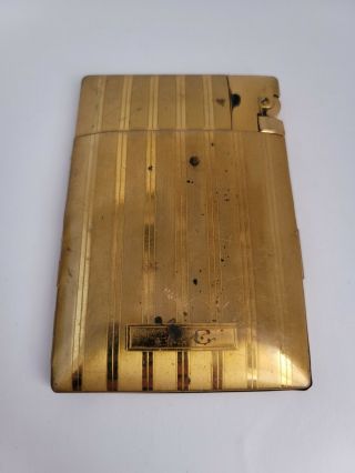 Vintage Cigarette Case W/lighter Elgin American Lite - O - Matic Gold Tone
