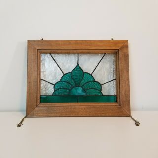 Vintage Stain Glass Window With Wood Panel Hanging Stain Glass