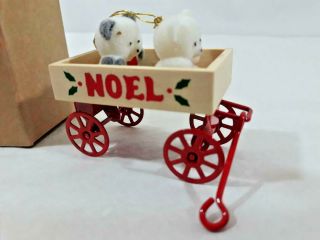 Vintage Avon " Teddies In A Wagon " Christmas Onament Teddy Bears Noel Ships