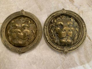 Vintage Victorian Figural Lion Head Door Knocker Solid Brass