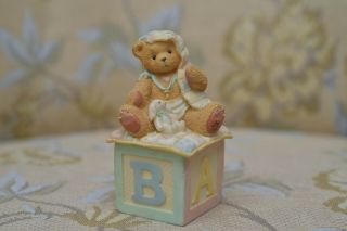 Cherished Teddies By Enesco Bear Figurine Trinket Box Alphabet Block