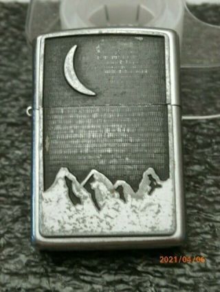 2000 Xvi - I - Zippo Lighter Special Ed Marlboro Crescent Moon Over Mountains 6a