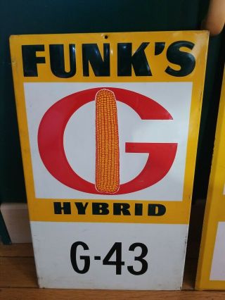 2 Vintage Funks G Hybrid Signs Seed Corn Sign dealer farm metal feed,  G Book 2