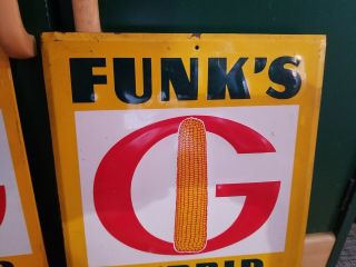 2 Vintage Funks G Hybrid Signs Seed Corn Sign dealer farm metal feed,  G Book 6