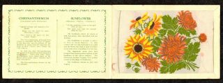 1934 Wix Kensitas Postcard Size Tobacco Card Silk Flower Chrysanthemum Sunflower