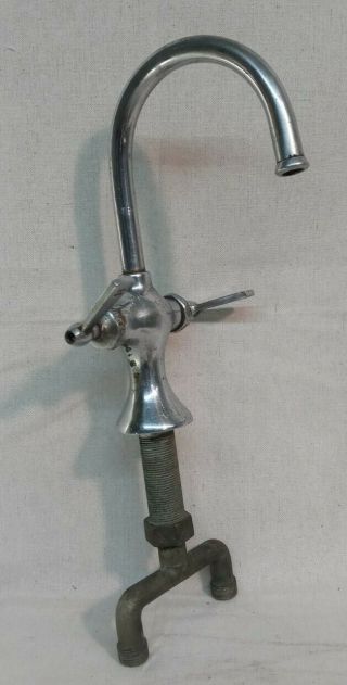 Vintage 1930s Chrome Gooseneck Faucet W/taps
