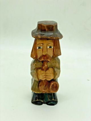 Wooden Hand Carved Man With Saxophone Figurine