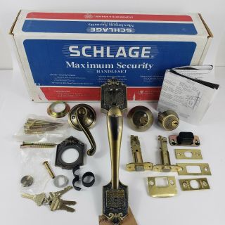 Vintage Schlage Heavy Brass Bronze Door Pull Handle With Thimb Latch Nob 1998