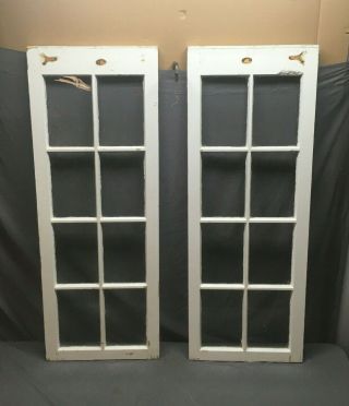 Pair Antique 8 Lite Casement Cabinet Cupboard Window Doors Vtg 21x56 191 - 19lr
