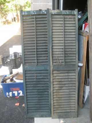 Pair C1880 Louvered Wooden House Shutters Blue Green 62 " H X 15.  5 " W X 1 3/8 "