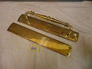 Vintage Brass Push Pull Door T Bar Handle And Brass Finger Plate 283