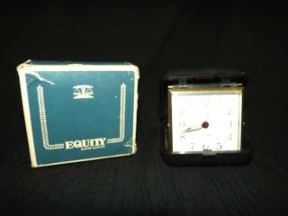 Vintage Equity Foldable Travel Alarm Clock / Hard Case Wind Up