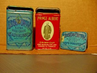 3 Tins - Vintage Tobacco Prince Albert / Edgeworth Ready - Rubbed Richmond,  Va