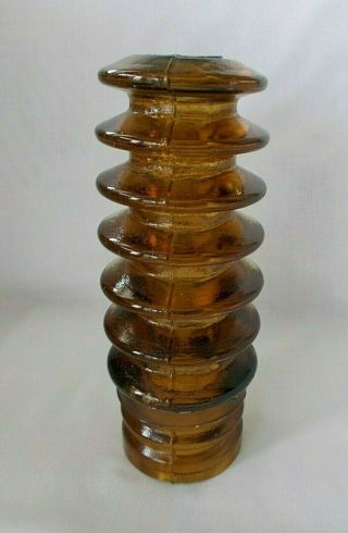 Dark Amber Ribbed Glass Insulator Sleeve,  Looks - See Pictures -