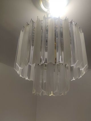 Mid Century Modern Lucite Frozen Icicle Hanging Light