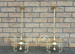 Art Nouveau Style Vintage Solid Brass 2 Arm Centre Pendants
