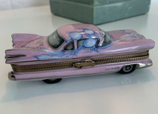 Vintage Limoges Peint Main Pink Cadillac Just Married Number 116 Trinket Box 4 "
