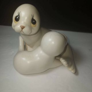 Vintage Seal Figurines Oxford Made In Mexico Mother & Baby Pup Ceramic Porcelain
