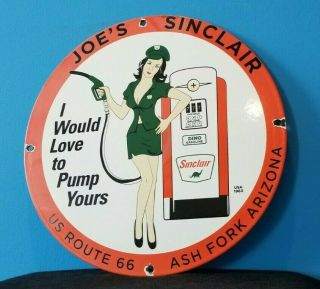 Vintage Sinclair Gasoline Porcelain Route 66 Service Station Pump Yours Sign