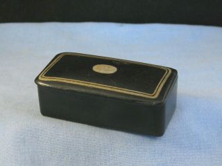 Antique Victorian Black Papier Mache Snuff Tobacco Pocket Box C1870