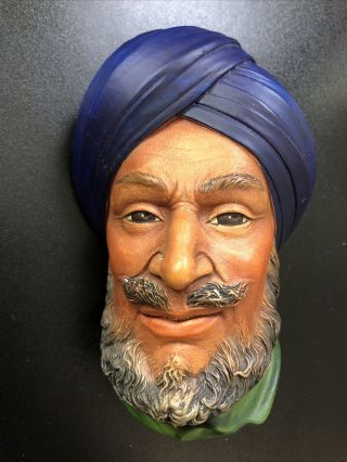 Vintage 1966 Sikh Bossons Head Chalkware Wall Hanging England