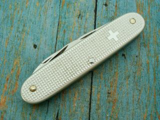 Vintage Victorinox Silver Alox Cross Electrician Swiss Army Pocket Knife Knives