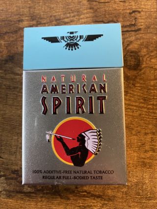 Natural American Spirit Cigarette Tin Case Baby Blue