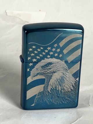 Zippo Blue Lighter Us Eagle Flag,  Usa