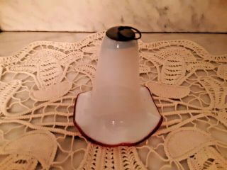 Victorian Opalescent Smoke Bell With Cranberry Trim