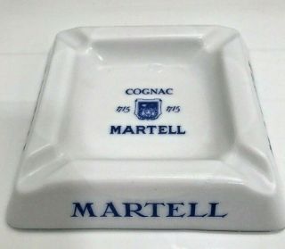 Vintage Cognac Martell Advertising Ceramic Ashtray France Blue White