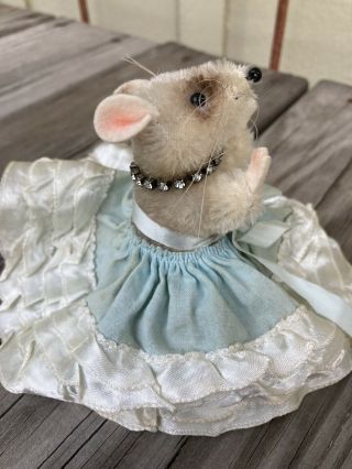 Vintage Steiff Royal Pieps Mouse Bridge Dressed Mohair With Button In Ear