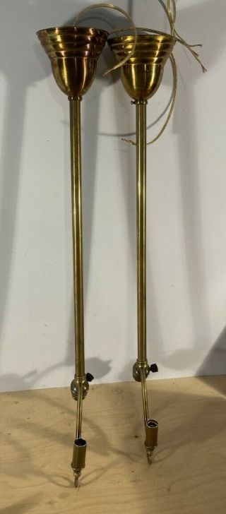 Pair Antique Victorian Brass Gas/electric Combo Pendant Light Fixtures Rewired