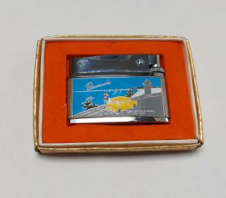 Vintage Brother - Lite Cigarette Lighter Enamel Bermuda Yellow Taxi & Map