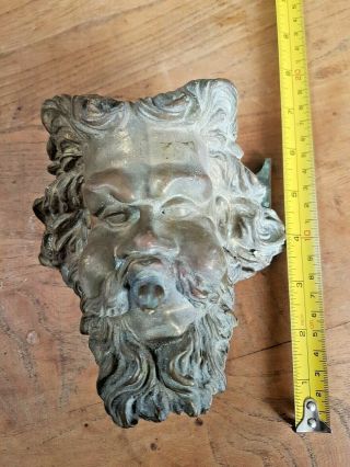Antique French Ormolu Gilt Bronze Satyr Putti Face Head