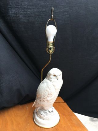 Vintage 1987 Snowy Owl Fine Porcelain Lamp By Raymond Watson - The Franklin 2