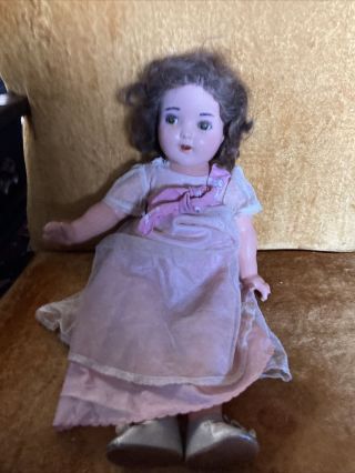 Antique Composition Doll Flirty Eyes Shirley Temple