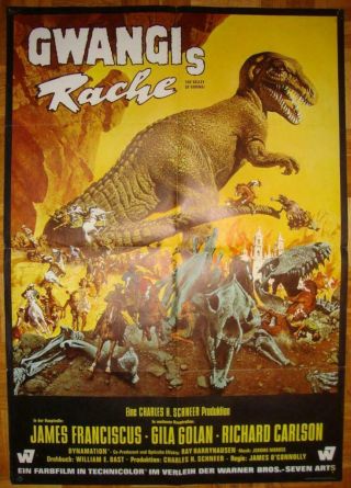 Ray Harryhausen The Valley Of Gwangi Orig Vintage T - Rex Stop Motion Film Poster