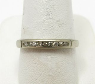 Vintage 14k White Gold 1/7ctw Diamond Wedding Band Size 8 1/2