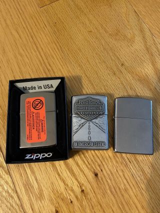 Three Zippo Lighters 04/08/11.  One Is In A Box.  Two Are Just Once.
