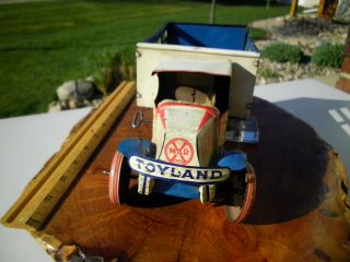 Vintage 1930 ' s Marx Tin Toyland Farm Products Milk Cheese Butter Eggs Toy Truck 3